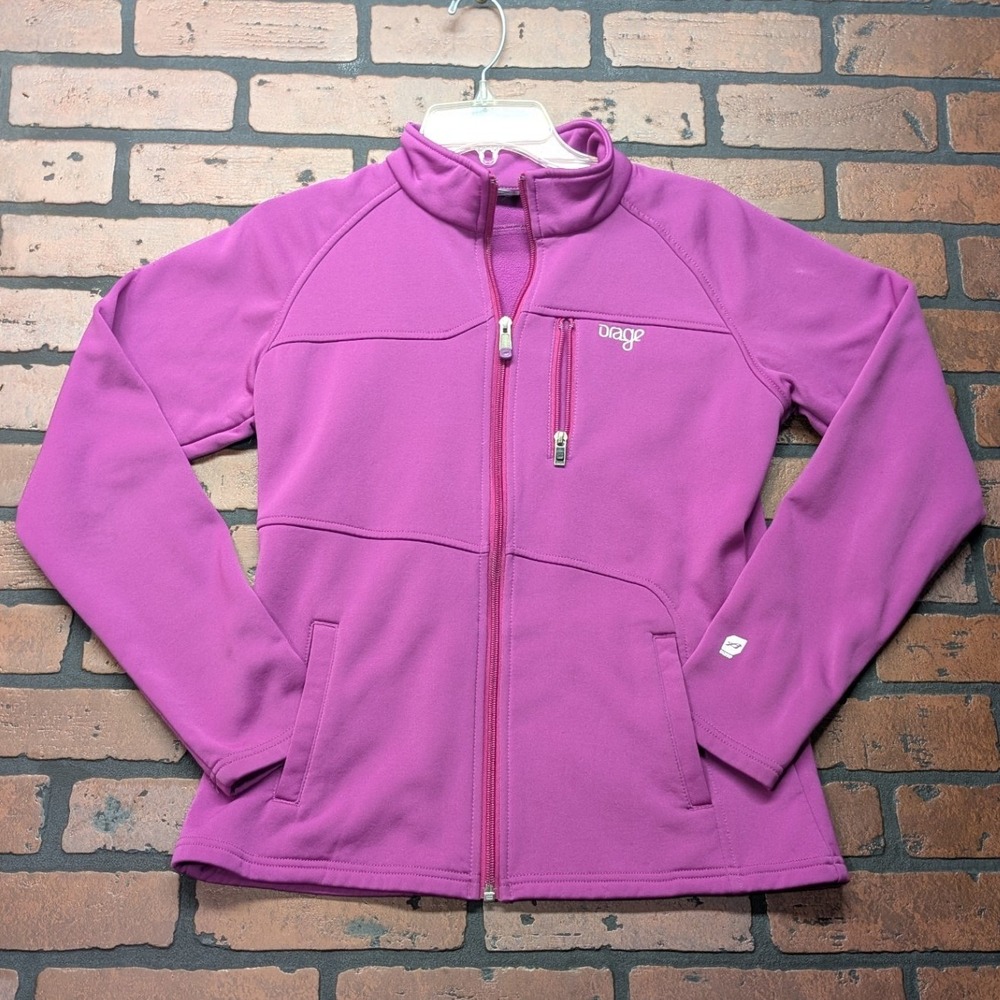 Orage Women's M Purple Full Zip Fleece soft‎ shell Jacket Stretch Athletic Top